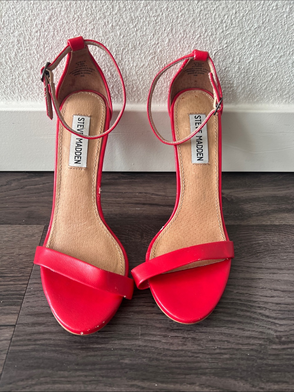 Steve Madden Red Open-Toe Ankle-Strap Heels